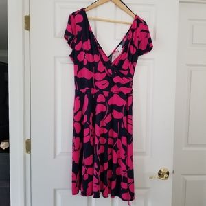 Liz Claiborne Navy/Pink Floral Dress, Size 16
